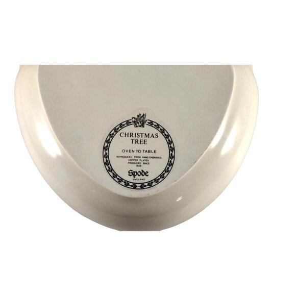 Vintage Spode Christmas Tree Divided Oval Dish 11.5" Porcelain Holiday Serveware - Picture 7 of 8